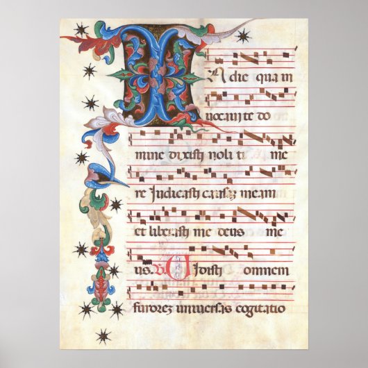 Antiphon Gregoriant Chant Medieval Manuscript Poster (Voorkant)