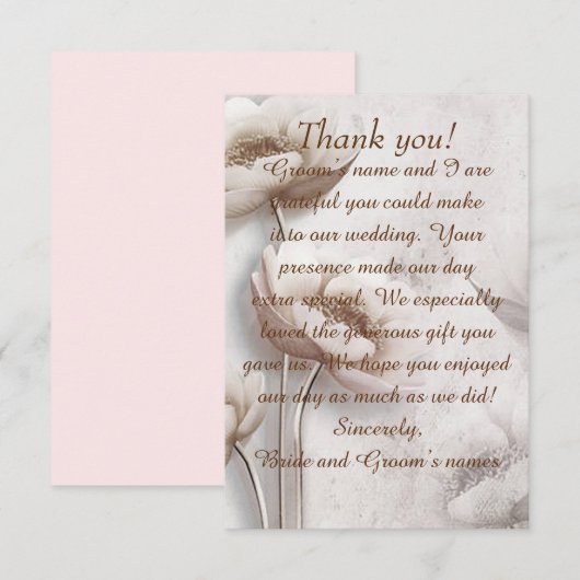 Antiq die Lotus Flower Weddenschap geeft Bedankkaart (Voorkant / Achterkant)