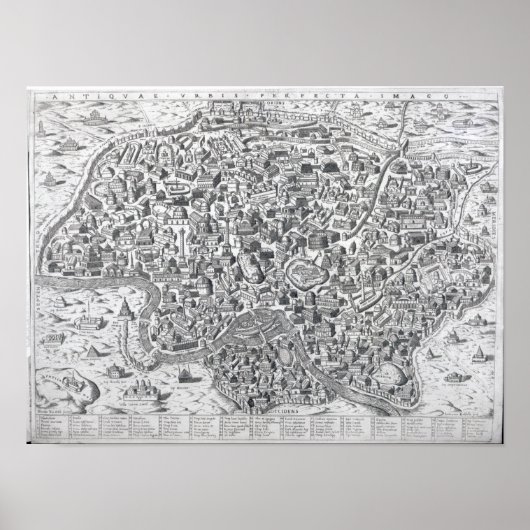 Antiquae Urbis Perfecta Imago, Map of Rome Poster (Voorkant)