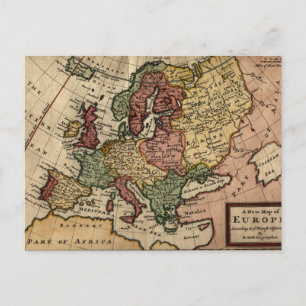 Antiquarian 1721 Map of Europe by Herman Moll Briefkaart