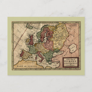Antiquarian 1721 Map of Europe by Herman Moll Briefkaart
