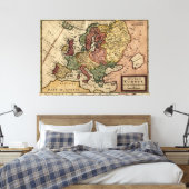 Antiquarian 1721 Map of Europe by Herman Moll Canvas Afdruk (Insitu (Slaapkamer))