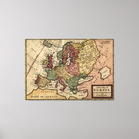 Antiquarian 1721 Map of Europe by Herman Moll Canvas Afdruk (Voorkant)