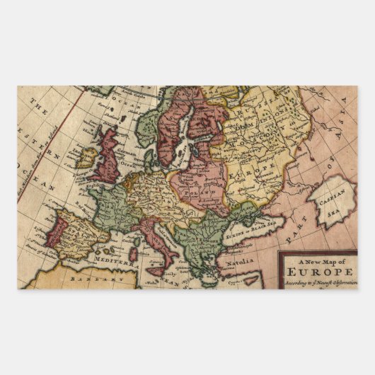 Antiquarian 1721 Map of Europe by Herman Moll Rechthoekige Sticker (Voorkant)