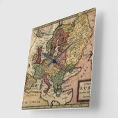 Antiquarian 1721 Map of Europe by Herman Moll Vierkante Klok (Hoek)