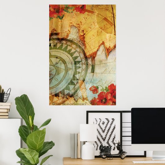 Antiquarian Steampunk Poster met Compass & Poppy (Thuiskantoor)