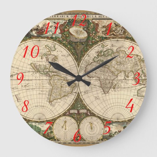 Antique 1660 World Map by Frederick de Wit Grote Klok (Voorkant)