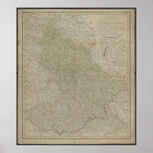 Antique 1799 Map of Silesia & Moravia, Historical  Poster (Voorkant)