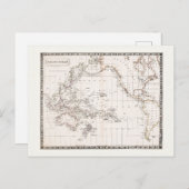 Antique 1800s map of the Pacific Ocean Briefkaart (Voorkant / Achterkant)