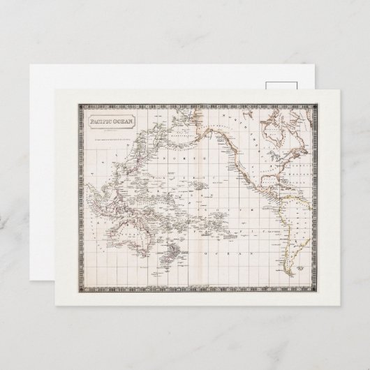 Antique 1800s map of the Pacific Ocean Briefkaart (Voorkant / Achterkant)