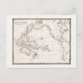 Antique 1800s map of the Pacific Ocean Briefkaart (Voorkant)