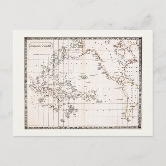 Antique 1800s map of the Pacific Ocean Briefkaart (Voorkant)