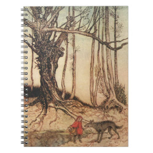 antique Arthur Rackham Roodkapje & Wolf Print Notitieboek