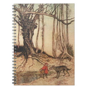 antique Arthur Rackham Roodkapje & Wolf Print Notitieboek