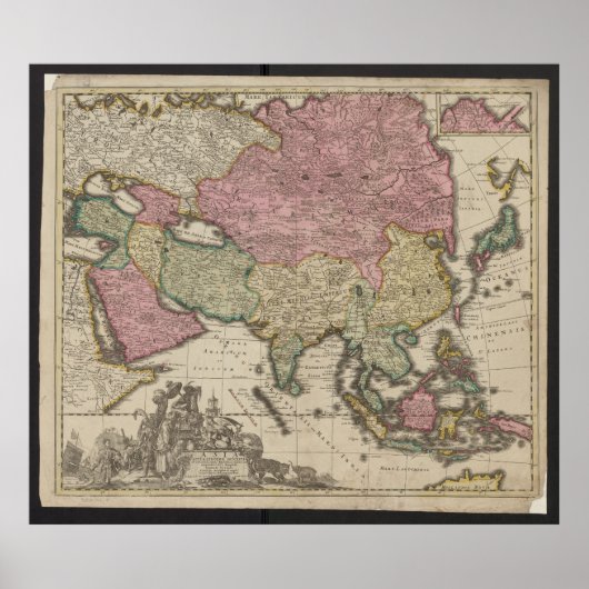 Antique Asia Map 1700, China Poster (Voorkant)