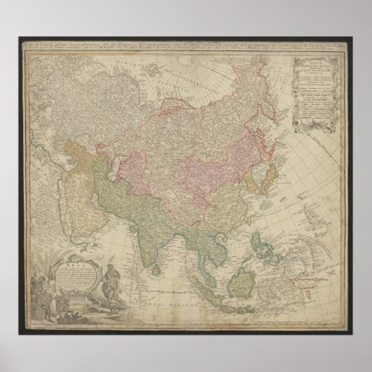 Antique Asia Map 1744, Russia Poster (Voorkant)