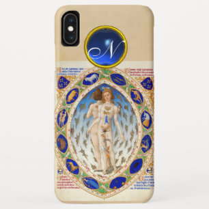ANTIQUE ASTROLOGIE, ZODIAKALE TEKENS BLAUWE EDELST iPhone XS MAX HOESJE