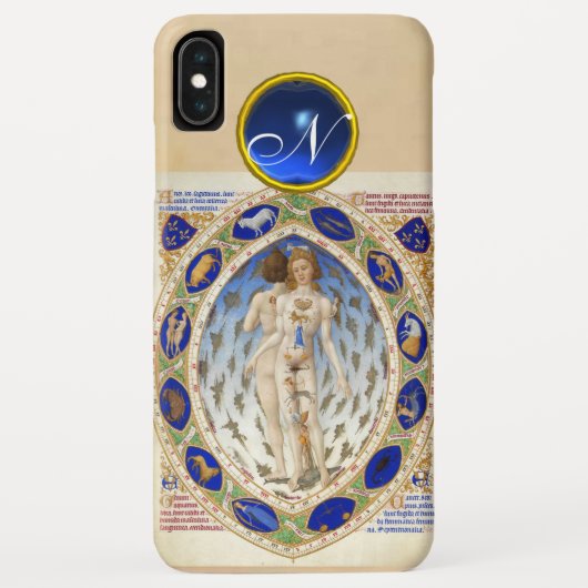 ANTIQUE ASTROLOGIE, ZODIAKALE TEKENS BLAUWE EDELST Case-Mate iPhone CASE (Achterkant)