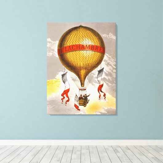 Antique Balloon labeled "H. Lachambre", 1880 Canvas Afdruk (Insitu (Houten vloer))