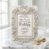 Antique Baroque Swans & Roses Fairytale  Wedding  Kaart