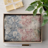 Antique Blue and Pink Hydrangea Ephemera Script Tissuepapier (Geschenk)