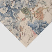 Antique Blue and Pink Hydrangea Ephemera Script Tissuepapier (Detail)