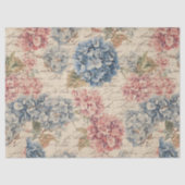 Antique Blue and Pink Hydrangea Ephemera Script Tissuepapier (Voorkant)