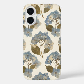 Antique Blue Hydrangea | Vintage Pressed Botanical iPhone 16 Hoesje