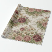 Antique Blush Rose Garden Pattern Cadeaupapier (Uitgerold)