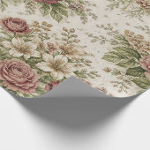 Antique Blush Rose Garden Pattern Cadeaupapier (Hoek)