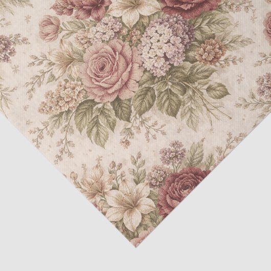 Antique Blush Rose Garden Pattern Tissuepapier (Detail)