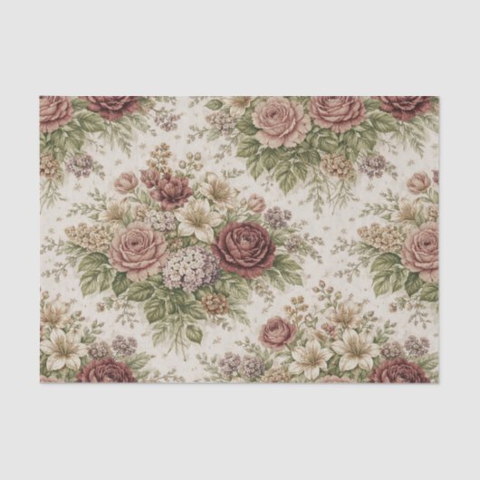 Antique Blush Rose Garden Pattern Tissuepapier (Voorkant)
