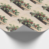 ANTIQUE BOEKEN EN HULSTBES Kerstpatroon Cadeaupapier (Hoek)