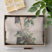 ANTIQUE BOOKS AND HOLLYBERRIES  Christmas Pattern Tissuepapier (Geschenk)
