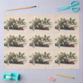 ANTIQUE BOOKS AND HOLLYBERRIES  Christmas Pattern Tissuepapier (Craft)