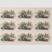 ANTIQUE BOOKS AND HOLLYBERRIES  Christmas Pattern Tissuepapier (Voorkant)