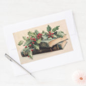 ANTIQUE BOOKS WITH HOLLYBERRIES Vintage Christmas Rechthoekige Sticker (Envelop)