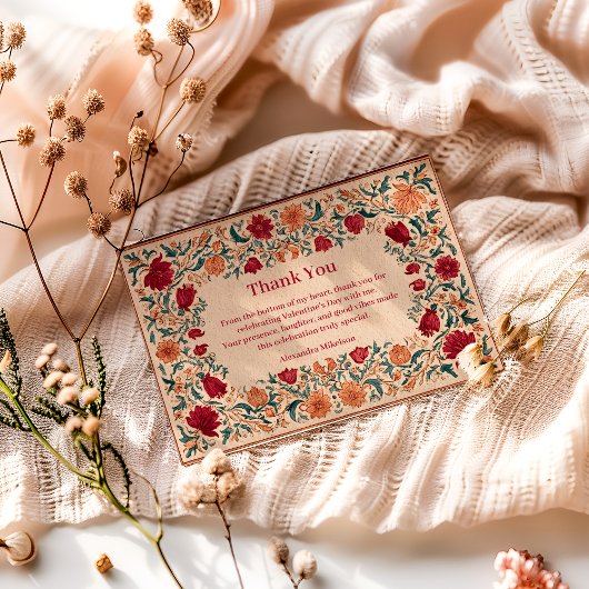 Antique Botanical Valentine Party Bedankkaart