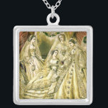 Antique Bride Vintage Wedding Zilver Vergulden Ketting<br><div class="desc">This beautiful antique image was created in 1861,  showing a bride surrounded by her bridal party. A beautiful addition for any bride!</div>