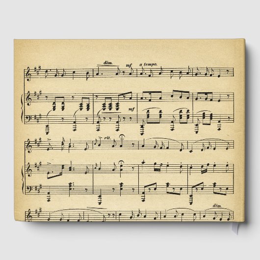 Antique Bruine Muziek Zie Bijgewerkt Gastenboek (Achterkant)