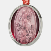 ANTIQUE CAMEE / HEILIGE JORIS MET DRAAK METALEN ORNAMENT (Links)