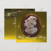 ANTIQUE CAMEO-DAME, WITTE DRIVEN WIJNPROEVERIJPART KAART (Voorkant / Achterkant)