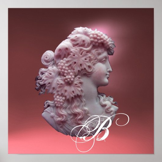 ANTIQUE CAMEO,LADY WITH GRAPES MONOGRAM POSTER (Voorkant)