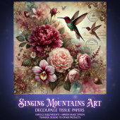 Antique Charm Hummingbirds and Flowers Decoupage Tissuepapier