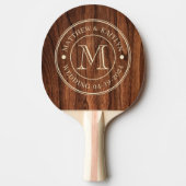 Antique Cherry Wood Wedding Monogram Tafeltennisbatje (Voorkant)