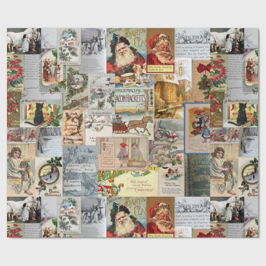 Antique Christmas Ephemera Collage Decoupage Cadeaupapier (Vlak)