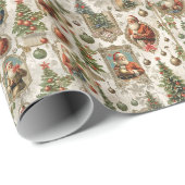 Antique Christmas Ephemera | Retro Santa Vintage  Cadeaupapier (Rol Hoek)