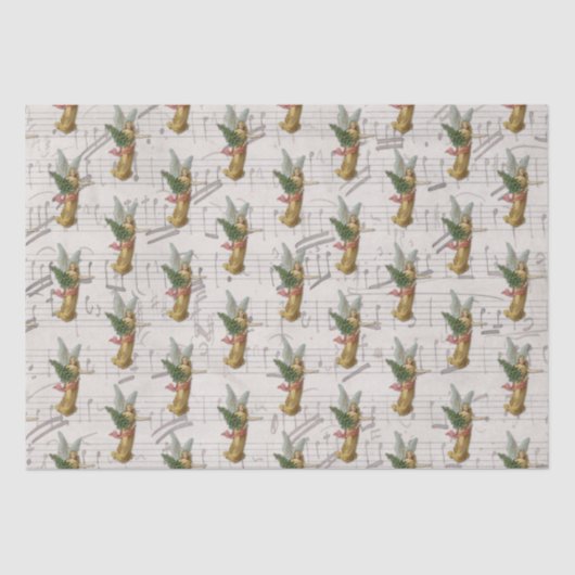 Antique Christmas Tree Angel Victorian Christian Tissuepapier (Voorkant)