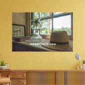 Antique Coal Oil Lamp and Straw Hat Canvas Afdruk (Insitu (Woonkamer))