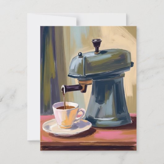 Antique Coffee Machine Latte Watercolor Card (Voorkant)